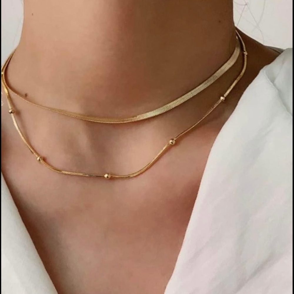 18k Gold Filled Dainty Beaded Snake Necklace 18" or 20” long ✨